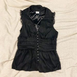 pearl button up blouse